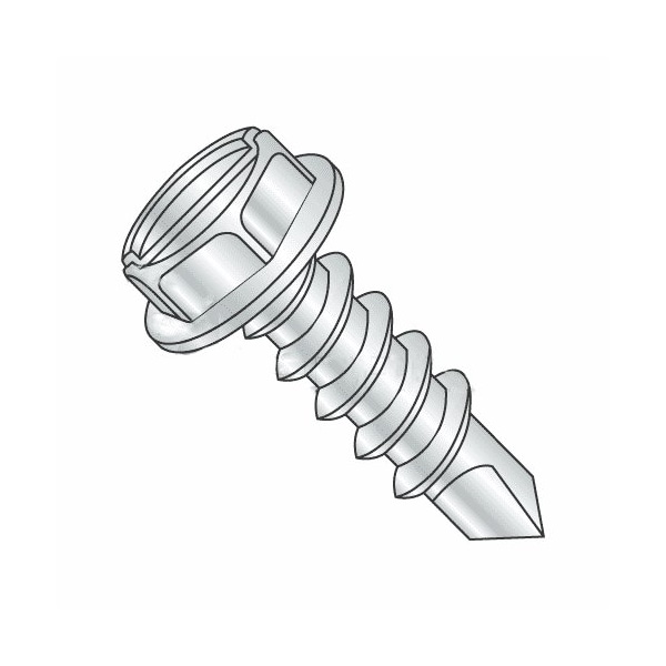 Newport Fasteners Self-Drilling Screw, #6 x 5/8 in, Zinc Plated Steel Flange Hex Head External Hex Drive, 10000 PK 680529-10000 - main